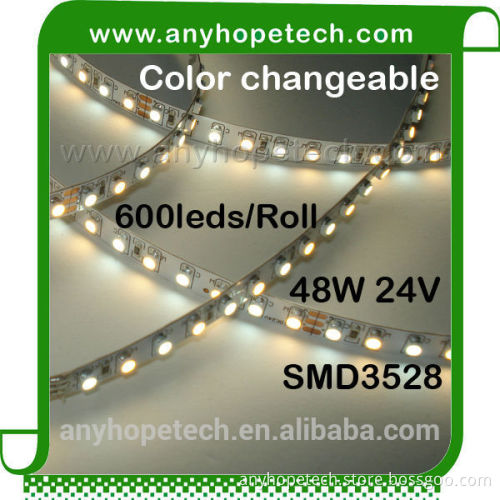 Hot sale efficiency 120ledm double color flexible 3528 smd led strip